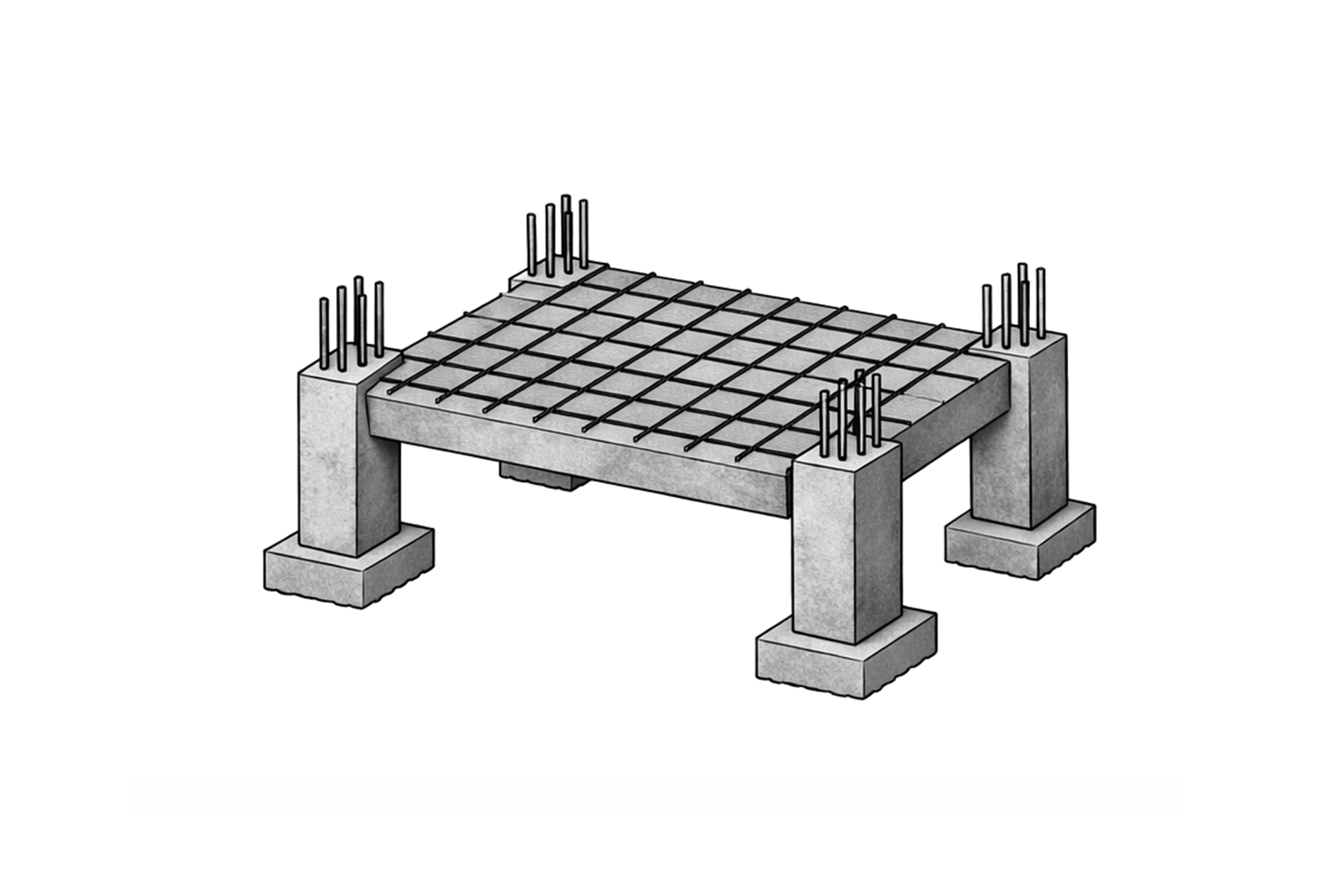 Reinforced concrete slab with rebar